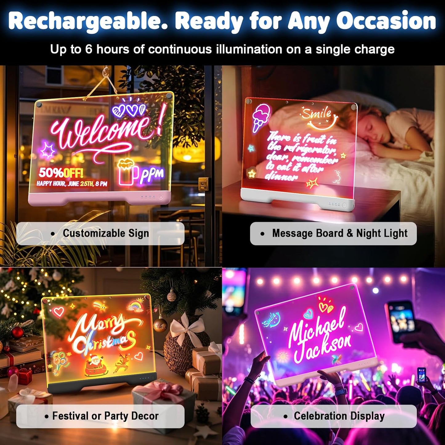 🎅The perfect gift for this Christmas🎁Ptyalial® Creative Rewritable Acrylic LED Message Board 🎨